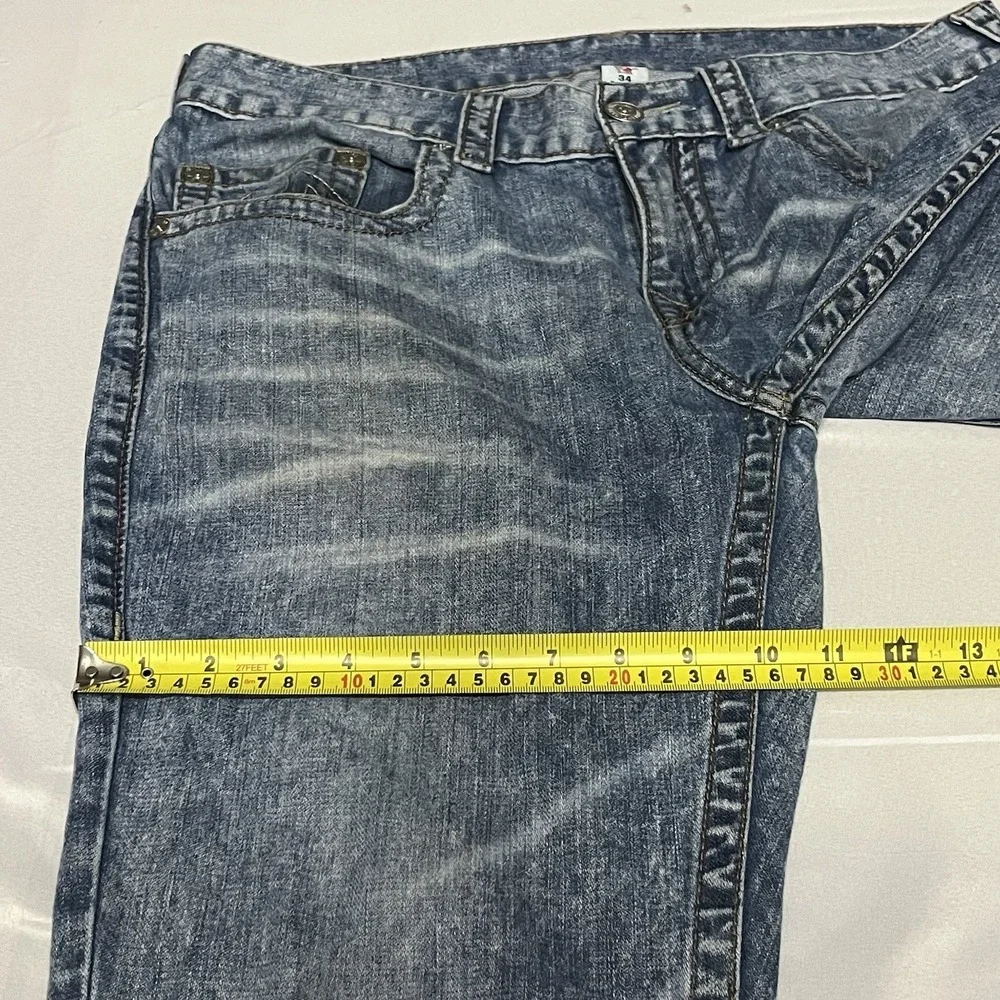 True Religion Rocco Relaxed Skinny Jeans Men's Size 34x32 Blue Acid Wash Skater